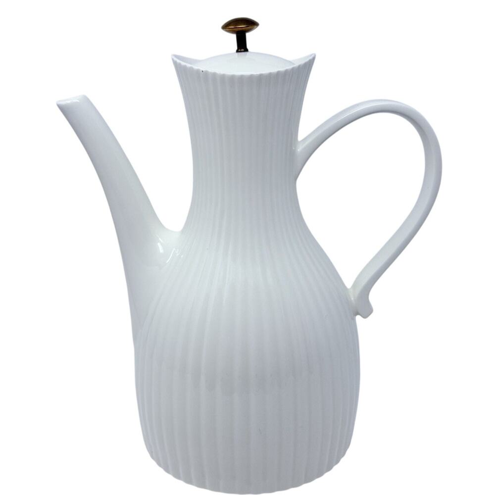 Vintage 50s Ernest Sohn Hall Ribbed Coffee Pot with Lid MCM USA